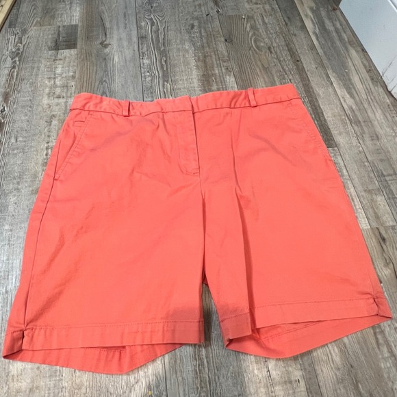 Talbots Pants - Talbots Coral Pink Chino Shorts Womens Size 10 Flat Front Button Fly Stretch